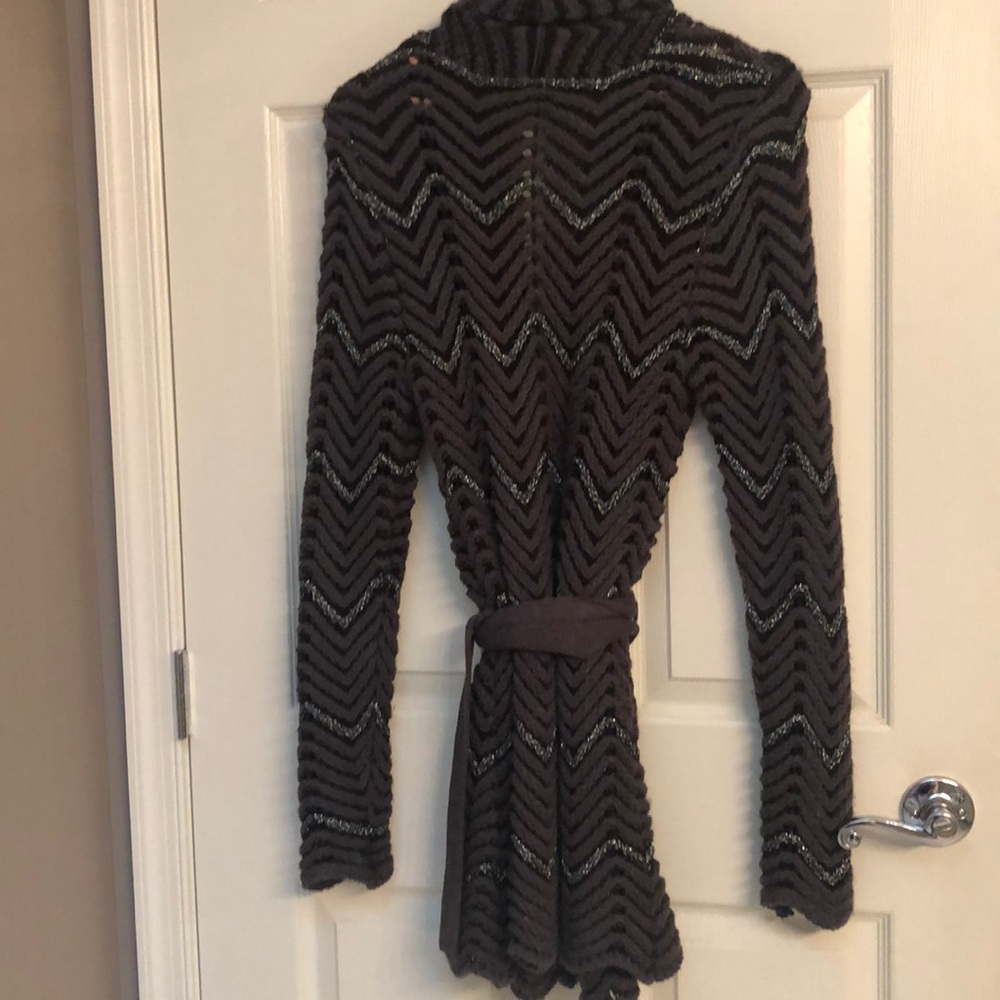 Inc Black Gray Silver Patterned Sweater Large - image 7